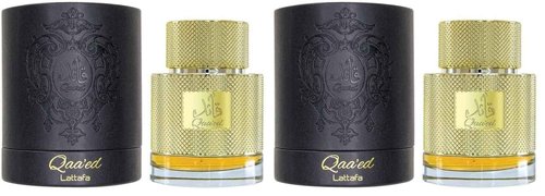 Lattafa Perfumes Qaa'ed for Unisex Eau de Parfum Spray, 3.4 Ounce (Pack of 2)