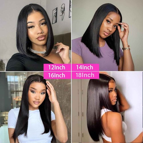 OPNGF Straight Bob Wig Human Hair Glueless 13x4 Lace Front Wigs For Women Pre Plucked HD Short Bob Wig Human Hair 13x4 Frontal Lace Wig With Baby Hair 180% Density 16 Inch