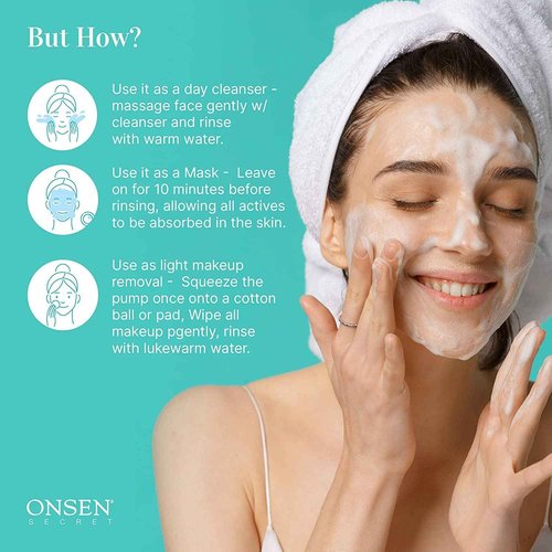 Onsen Secret Japanese Cleansing Milk Face Wash, Anti Aging Gentle Cleanser, Makeup Remover, Cleansing Milk for Sensitive Skin, All Natural, Purifying Organic, Non Foaming Facial Cleanser - 150 ml