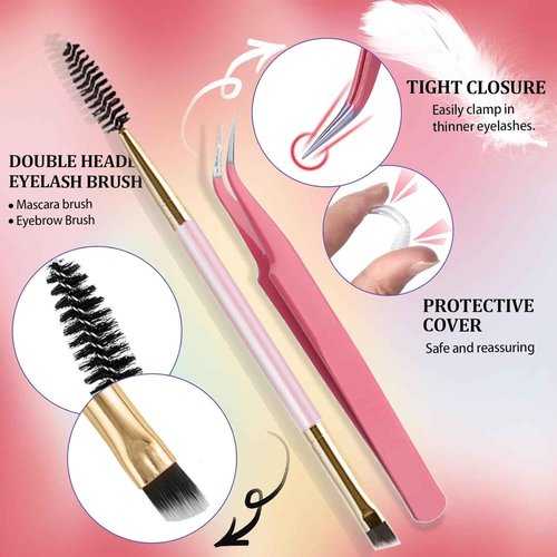DNSGOOR DIY Lash Extension Kit 630Pcs 10-18mm D Curl Lashes Clusters with Lash Bond and Seal Glue Remover Lash Shampoo Cleansing Brush Headband Wristband Tweezers Eyelash Brush Applicator