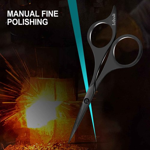 Lobodt Professional beard scissors, 4.9-inch (black) small pointed stainless steel hairdressing scissors, Moustache Trimming，suitable for personal care and beauty of both men and women