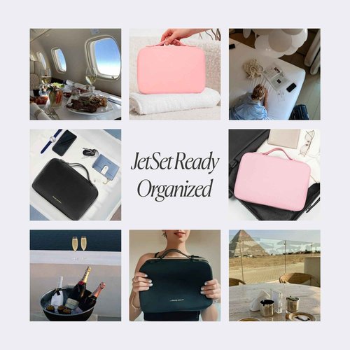 BEAUTYGOODIES Pink Hanging Toiletry Bag for Women, Travel Toiletry Bag for Makeup, Clear Bags for Easy Packing, Bag for Toiletries, Flight Curise Roadtrip Bag to Hold and Hang even at Home.