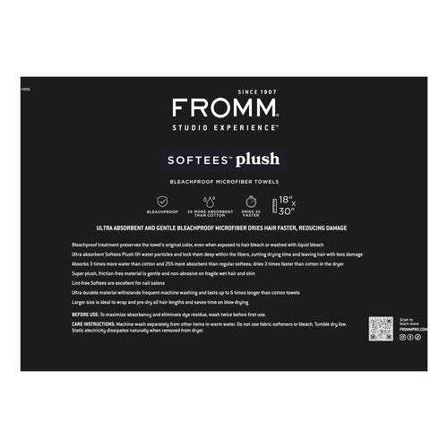 Fromm Softees Plush Microfiber Towels for Hair Salon, Barber, Spa, Ultra Soft Hair Wrap for Drying Hair, Hands, Face, Dark Grey, 20 x 34 Inches, 6 Pack