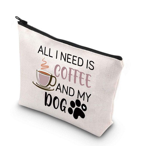 BDPWSS Dog Mom Makeup Bag - Coffee and Dog Lover Gift - Funny Cosmetic Bag for Women, Friend Birthday Present