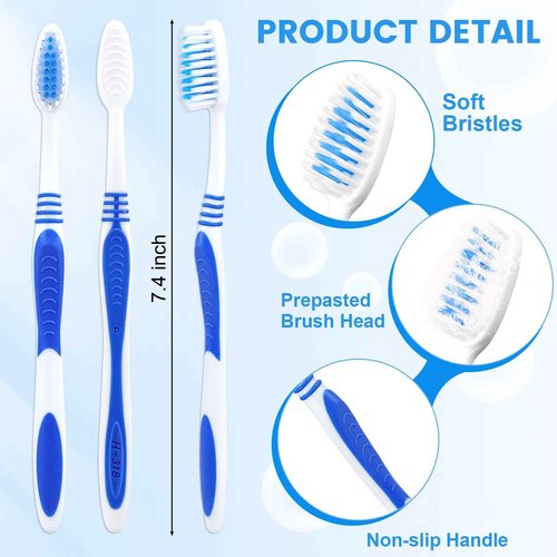 SLequipo 200 Prepasted Disposable Toothbrushes Individually Wrapped Pre Pasted Toothbrushes Soft Bristle Travel Tooth Brush Single Use Wrapped for Hotel, Camping, Travel and Gift for The Homeless