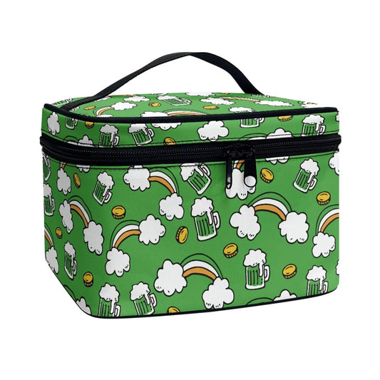 doginthehole Makeup Bag Organizer Travel Toiletry Bag for Women St. Patrick's Day Cosmetic Bag Portable Toiletry Bag Large Capacity Zipper Purse Make Up Bag