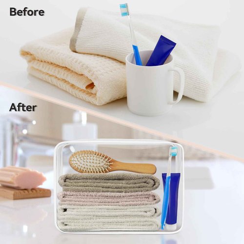 TISRATOK 16 PCS Clear Makeup Bag, Travel Essentials Toiletry Bag, Transparent PVC Cosmetic Organizer Toy Storage Pouch for Women Men - WHITE,Large
