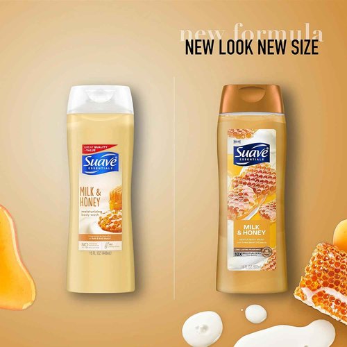 Suave Essentials Body Wash Bundle with Milk & Honey and Cocoa Butter Scents, 18 Oz Packs of 6