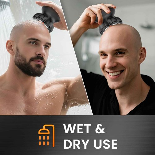 7D Head Shaver for Bald Men, Electric Razor with Upgraded Flexible Blades, Long Battery Life, IPX6 Waterproof, LED Display, Ergonomic Design, Rechargeable, 2 Speed Settings, Easy to Clean