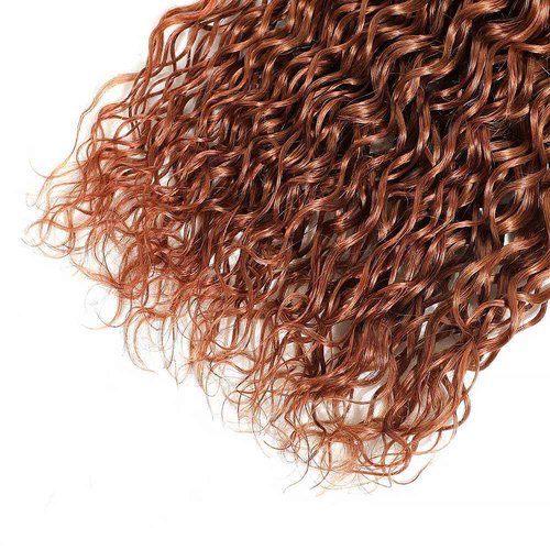 #30 Human Hair Bundles Water Wave 14 16 18 Inch Curly Bundles Human Hair Unprocessed Native Virgin Hair 100/PC 3 Extensions Light Brown Color Deep Wet and Wavy Human Hair Extensions for Women
