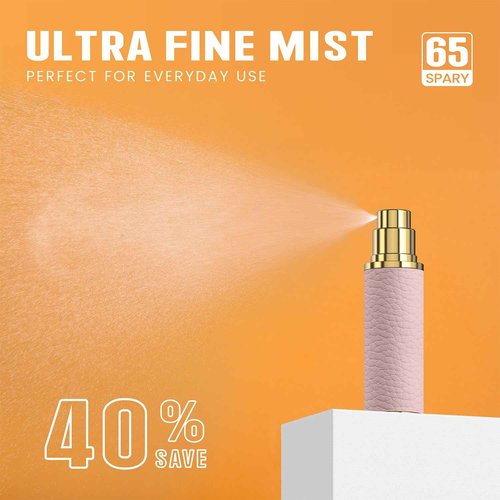 5ml Travel Perfume Atomizer Refillable, Mini Portable Genuine Leather Cologne Sprayer, Pocket Size Empty Fragrance Spray Bottle - Gift for Women Men (Pink)
