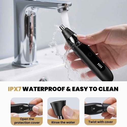 Selouj Ear and Nose Hair Trimmer for Men, 2025 Professional Painless USB Rechargeable Eyebrow & Facial Electric Hair Trimmer for Men Women, Powerful Motor, Dual Edge Blades, IPX7 Waterproof Easy Clean