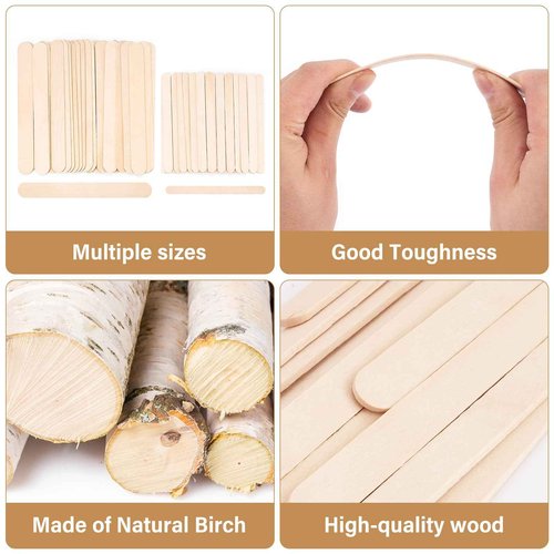 EWVVSS 2 Style 2000 Pcs Wax Sticks for Hair Removal Splinter-Free Wooden Waxing Sticks Large Wax Applicator Sticks Wax Stick for Body and Face, Craft Sticks,Popsicle Sticks, 6-Inch & 4.5-Inch