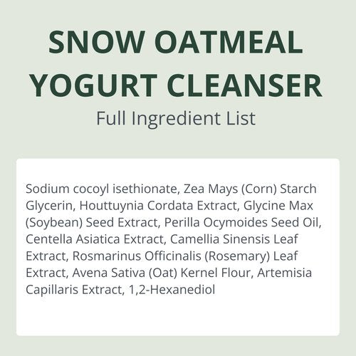 ERIGERON Snow Oatmeal Facial Cleansing Balm Cleanser, Rice Water, Greek Yogurt Cleanser, Black Soybeans, Green Tea, Face Mask, Face Scrubber, Blackhead Remover, Korean Skin Care (3.38 fl.oz.)