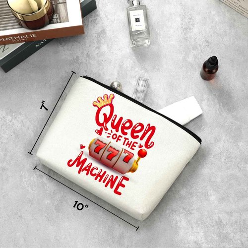 Casino Makeup Bag Cosmetic Bag Trip Toiletry Bag Slot Gambling Lucky Gift Birthday Christmas Graduation Gifts for Gambler Casino Lover Friend Daughter Cousin Queen Of The Machine