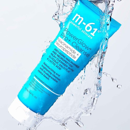m-61 PowerGlow Pro+ Cleanse | Retexturizing, Brightening Milky Cleanser With Gentle Physical Exfoliators, Glycolic, Salicylic, Lactic Acid, 4 Fl Oz