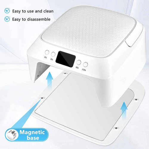 JODSONE U V LED Nail Lamp with Hand Pillow Large Space for Salon Portable Handle Front and Rear Dual Display Professional Nail Lamp Fast Drying Gel Nail Polish