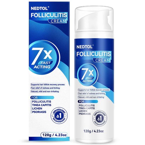 Nedtol Folliculitis Treatment Cream, 7X Fast-Acting Antibacterial Ointment for Scalp, Face & Body, Relieves Itching, Redness & Bumps, Intensive Skin Therapy – 120g