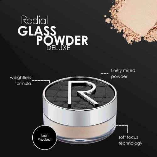 Rodial Glass Powder Travel Size 0.19 oz - Mini Loose Setting Powder for Soft-Focus Blurring, Shine Control & Luminous Glass Skin Finish