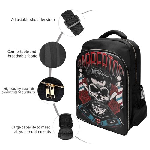 Barber Supplies Clippers Backpack for Hairdresser, with Barber Cape & Barber Brush, Large Travel Bag Zipper, Water Proof Barber Accessories of Professional Hair Cutting Tools Backpack
