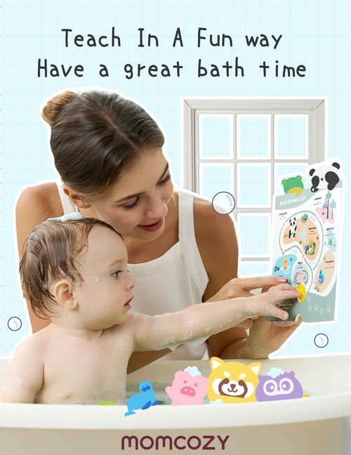 Momcozy 14-Pack Animal Bath Bombs with Essential Oil, Ideal Christmas Gift for Happy Educational & Fun Bath Time, Bath Bombs Kit with 7 Cute Animal Shapes, Ideal Gifts for Kids Girls Boys Toddler