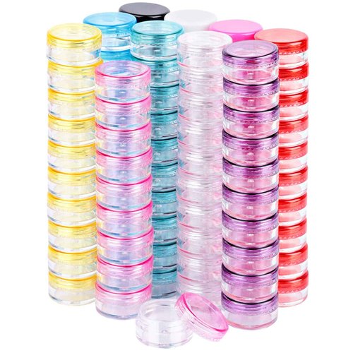 HNYYZL Sample Container,5 Gram Empty Plastic Cosmetic Pot Jars for Eye Shadow Nails Powder Jewelry Cosmetic Lip Balm Lip Gloss Cream Lotion(10 colors, 100 Pcs)