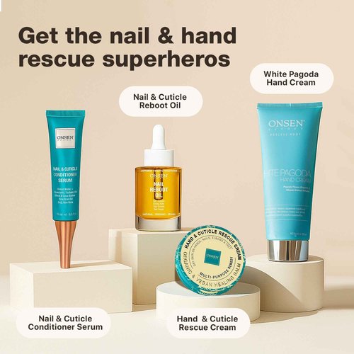 Onsen Secret Nail & Cuticle Repair Oil (2x30ml) - Dry Oil Formula - Japanese Tsubaki, Tea Tree & Jojoba - Strengthens Nails, Repairs Cuticles, Hydrates Skin & Hair - Natural & Vegan