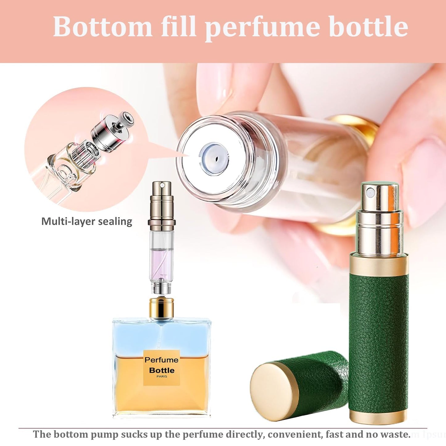 TOPTHY Perfume Travel Refillable Bottle Portable Cologne Sprayer Pocket Fragrance Atomizer 5ml with Leather Case for Men Women (White)