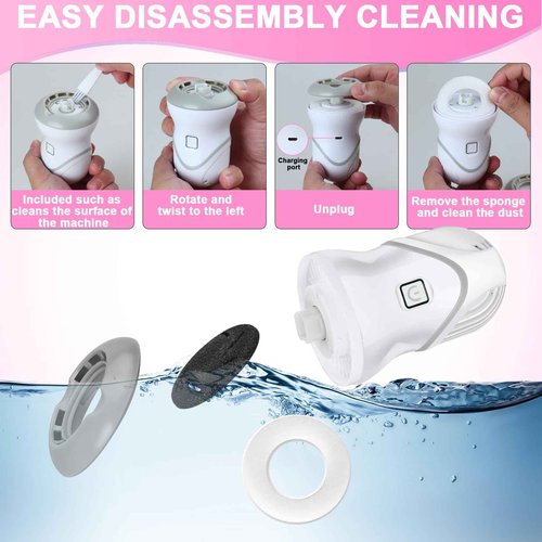 Electric Foot File for Dead Skin Removal, Featuring a Dander Vacuum Foot Scrubber with 2 Speeds and 3 Grinding Heads, Callus Remover Kit for Cracked Skin and Calluses