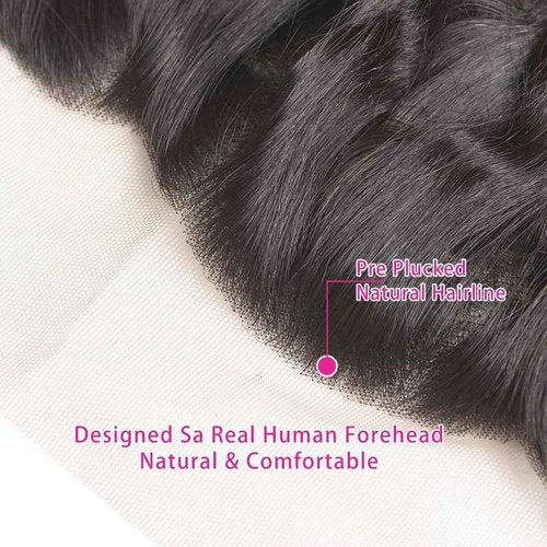 13x4 HD Lace Frontal Human Hair Deep Wave Ear to Ear Lace Frontal Closure Free Part 16 Inch Unprocessed Brazilian Curly Virgin Hair Extensions HD Lace Closure for Black Women Pre Plucked Natural Black