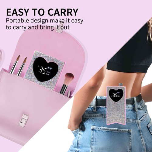 Professional Electric Nail Drill File: YZZSEVEN Rhinestone Portable Cordless 35000 RPM, Rechargeable Nail File for Acrylic Nails Gel Polishing Removing, File Nail Kit for Manicure Salon Home(Pink)