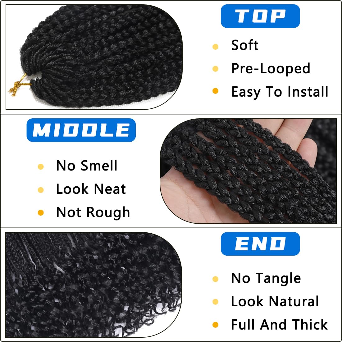 8 Packs 30 Inch Crochet Box Braids Hair with Curly Ends Pre looped Goddess Box Braids Crochet Hair Box Braids Braiding Hair Crochet Braids Hair for Women(30 inch,1B/Sapphire Blue/Light Blue)