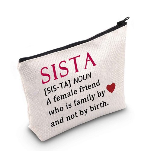 MNIGIU Sista Cosmetic Bag Afro Women Gift Black Girl Gift SisterHood Makeup Zipper Pouch Bag for African American Girl (SISTA)