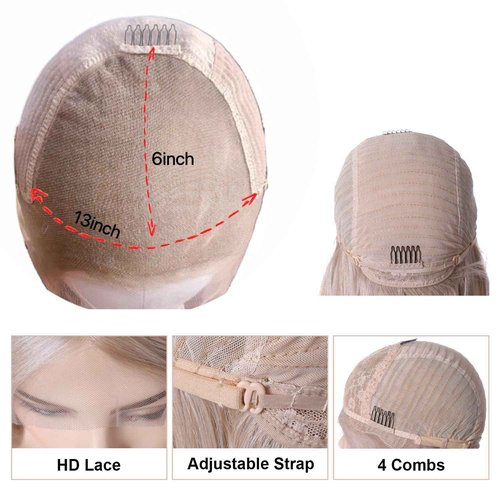 FUHSI 13×6 Dark Brown Wigs Synthetic Hair Real Natural Wig For Women – Soft & Smooth, Tangle-Free Straight Lace Front Wig,Elastic Straps, For Perfect Fit 250D 22"