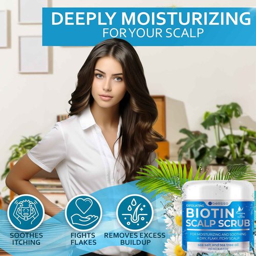 BELLISSO Biotin Shampoo and Conditioner Set and Biotin Scalp Scrub