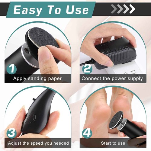 Electric Foot Callus Remover, Electric Foot File, Electric Callus Remover for Feet, Electric Foot Sander Foot Scrubber Foot Filer with 60pcs Replacements Sanding Disc Black