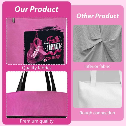 Kuabiz Breast Cancer Awareness Gifts for Women Cancer Awareness Tote Bag Large Chemo Care Package 20oz Stainless Steel Tumbler