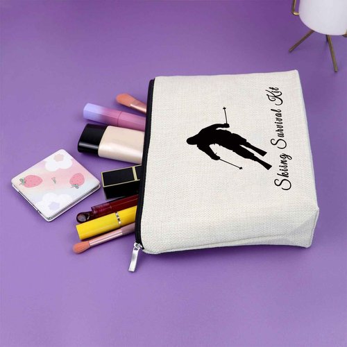Skiing Gifts for Women Makeup Bag Skiing Wedding Gift Ski Lovers Gift Ideas Ski Gifts for Her Ski Team Cosmetic Bag Skiing Themed Gifts Snow Skier Gifts Birthday Gift for Skier Christmas Gifts