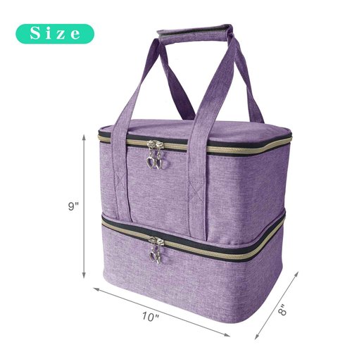 VVWAYSE Nail Polish Organizer and Nail Lamp Case, Nail Kit Organizer Holds 30 Bottles and Nail Lamp, Updated-slots, Weight Capacity with Handle, Heart Shaped Two-way Zipper (Purple)