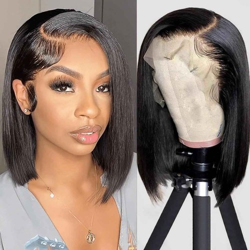 OPNGF Straight Bob Wig Human Hair Glueless 13x4 Lace Front Wigs For Women Pre Plucked HD Short Bob Wig Human Hair 13x4 Frontal Lace Wig With Baby Hair 180% Density 16 Inch
