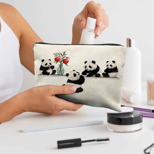 RYYCDOI Cute Panda Makeup Bag, Panda Lover Gifts Cosmetic Bags for Women, Panda Bear Gifts Makeup Pouch Zipper Pouch