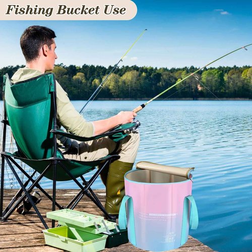 EWCEFIC 33L Folding Bucket Foot Bath, Multi-Function Portable Foot Tub Bag with Handle, Travel Outdoor Camping Portable Foot Bubbles Fishing (Teal)