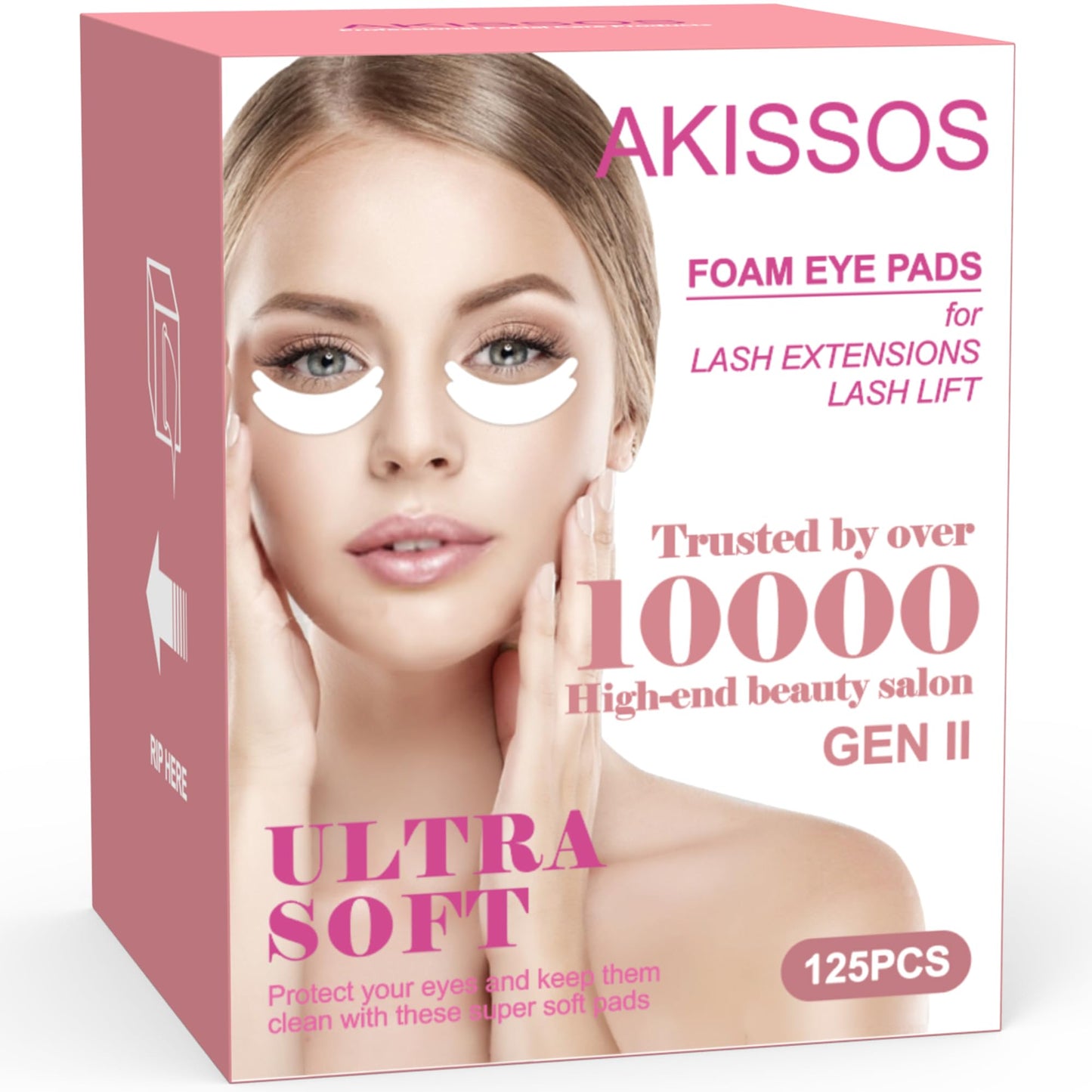 Lash Foam Pads for Eyelash Extensions - Akissos Gen II 125 Pcs Under Eye Pads for Lash Extensions Lash Lift Lash Artiest Must Have Supplies Ultra Soft Lint Free Hypoallergenic Sticky - 1 Roll