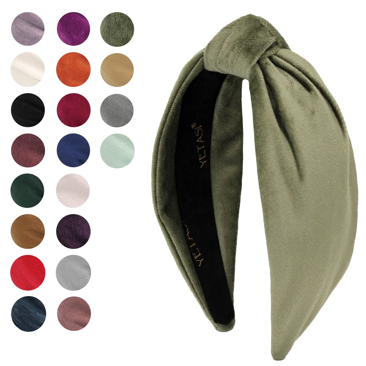 YETASI Headbands for Women Sage Green are Chic. Velvet Knotted Headband for Women are Trendy. Top Knot Headbands are Head band Made of Non Slip Material