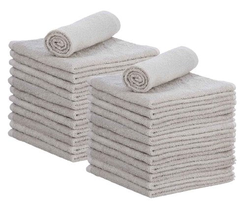 Superio Cotton Terry Washcloths Grey Towels 100% Cotton Cleaning Cloth 16" Rags Wash Clothes for Body and Face, Spa Towels, Multi Purpose (24, 16"x16")