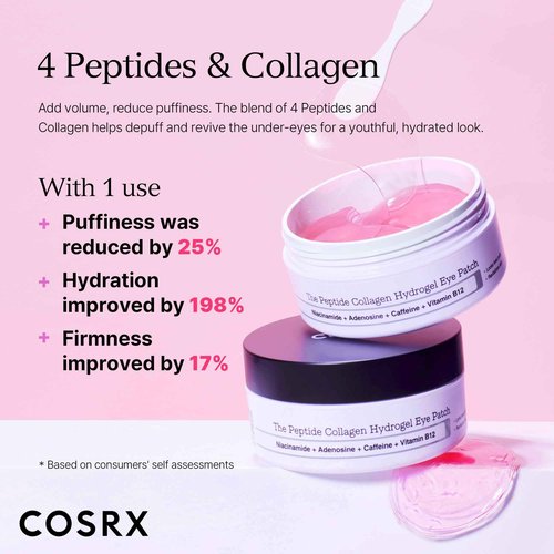 COSRX Advanced Snail Mucin Hydrogel Eye Patch + Peptide Collagen Hydrogel Eye Patch, Korean Skin Care