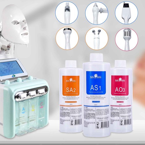 YMEYFAN Hydrate Solution for Facial AS1 SA2 AO3 for Hydrogen Oxygen Facial Machine Professional, Aqua Peeling Solution Hydrate Serums for Facial Cleansing, Face Skin Care, Hydrating (400ml/6Pcs)