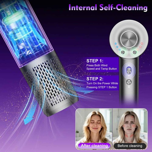 KVINEEN Hair Dryer,160000 RPM High-Speed Brushless Motor Negative Ionic Salon Blow Dryer for Fast Drying, Low-Noise Design & Advanced Heat Control to Prevent Heat Damage, Frosted Gray