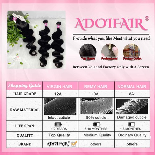ADOIFAIR 12A Human Hair Bundles 22 Inch Body Wave Bundles Human Hair 100% Unprocessed Quick Weave Single Bundle Real Human Hair Extensions Natural Color