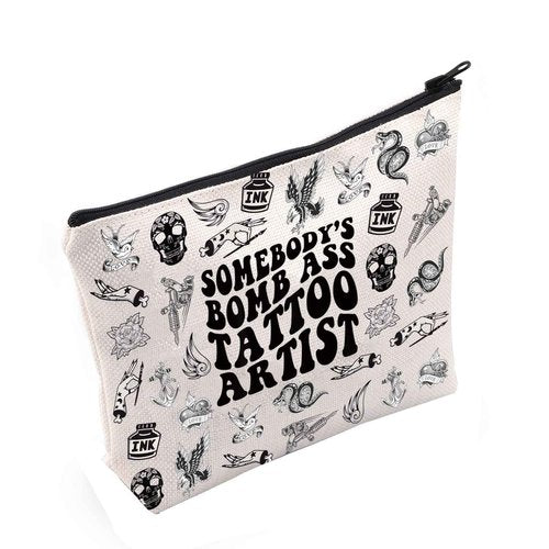 POFULL Somebody's Bomb Ass Tattoo Artist Cosmetic Bag Tattoo Lover Gift Tattooist Gift (Tattoo Artist Cosmetic Bag)